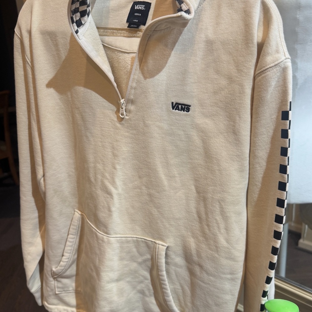 Vans Versa 1/4‎ Zip Cream Quarter-Zip Sweatshirt Size Large